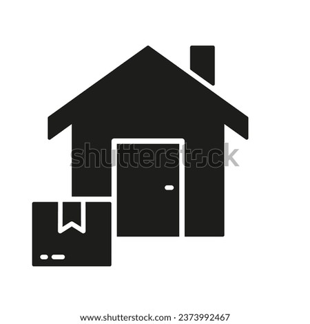 Address Delivery Service Silhouette Icon. Free Shipping To House Glyph Pictogram. Delivery To Home Solid Sign. Order Shipping To The Door Symbol. Isolated Vector Illustration.