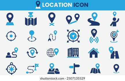 address, destination, compass, geolocation icons vector collection.