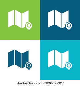 Address Flat four color minimal icon set