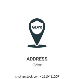 Address glyph icon vector on white background. Flat vector address icon symbol sign from modern gdpr collection for mobile concept and web apps design.
