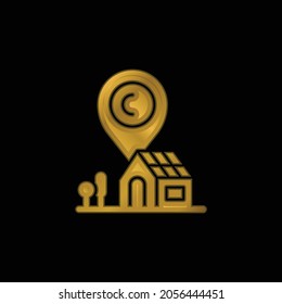 Address gold plated metalic icon or logo vector