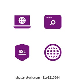 address icon. 4 address set with ssl, www, url and world wide web vector icons for web and mobile app