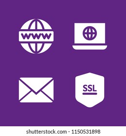 address icon. 4 address set with www, ssl and close envelope vector icons for web and mobile app