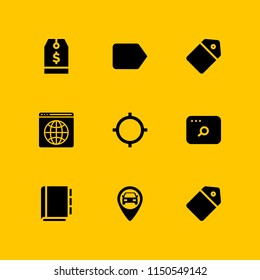 address icon. 9 address set with address book, www, gps and tag vector icons for web and mobile app