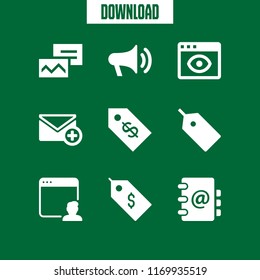 Address Icon. 9 Address Vector Set. Price Tag, Speaker Symbol Of Voice Volume, Tag And New Email Icons For Web And Design About Address Theme