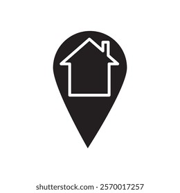 Address icon black and white vector outline sign