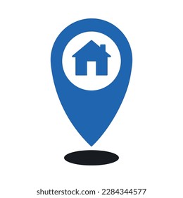 Address icon House Location Vector in blue clipart symbol maps user interface website business