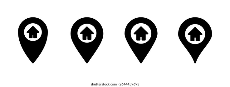 Diseño del logotipo del icono de la Dirección. Señal y símbolo de la ubicación del hogar. Pinpoint