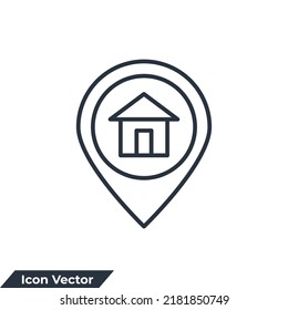 address icon logo vector illustration. Home Location symbol template for graphic and web design collection