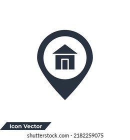address icon logo vector illustration. Home Location symbol template for graphic and web design collection