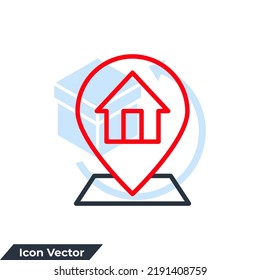 address icon logo vector illustration. Map pointer house symbol template for graphic and web design collection