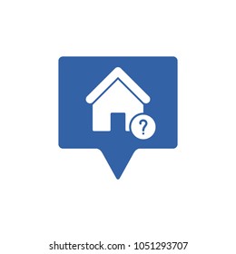 Address icon with question mark. Address icon and help, how to, info, query symbol. Vector icon