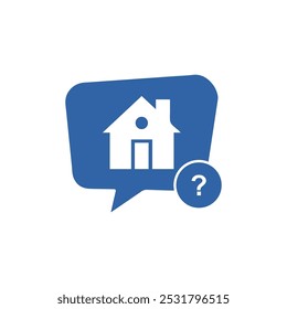 Address icon with question mark. Address icon and help, how to, info, query symbol. Vector icon