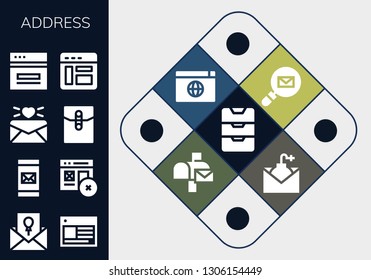 address icon set. 13 filled address icons.  Simple modern icons about  - Inbox, Invitation, Web, Email, Mail, Browser, Mailbox