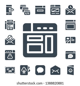 address icon set. 17 filled address icons.  Collection Of - Message, Web site, Mail, Browser, Website, Postcard, Browser window, Cards, Email
