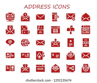  address icon set. 30 filled address icons. Simple modern icons about  - Email, Mail, Message, Invitation, Stationery, Business card, Browser, Mailbox, Arroba, Postcard, Envelope