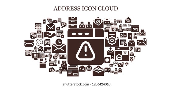  address icon set. 93 filled address icons. Simple modern icons about  - Browser, Mail, Browser window, Inbox, Email, Envelope, Message, Web, Arroba, Mailbox, Invitation, Www