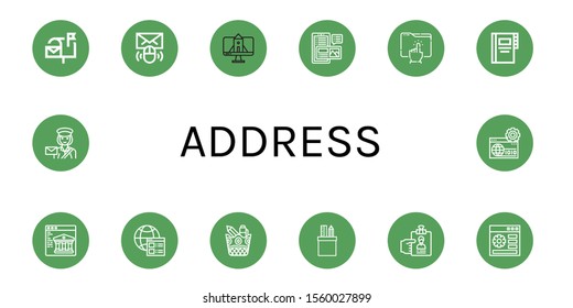 address icon set. Collection of Mailbox, Email, Website, Blog, Directory, Contacts, Web, Stationery, Resume, Postwoman icons