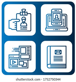 address icon set. Collection of Resume, Contact information, Website, Contact book icons
