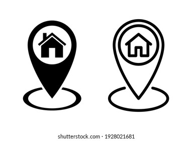 Address Icon Set. Home Location Icon Vector