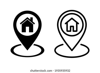 Address Icon Set. Home Location Icon Vector