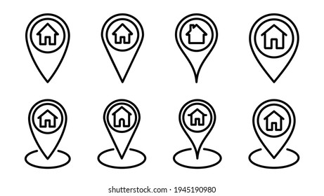 Address icon set. home location icon vector