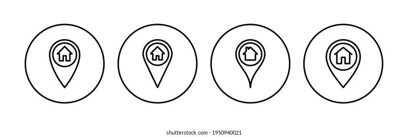 address icon set. home location icon vector
