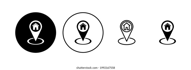 Conjunto de iconos de dirección. vector de icono de ubicación en el hogar