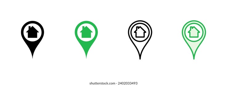 Address icon set. home location icon vector