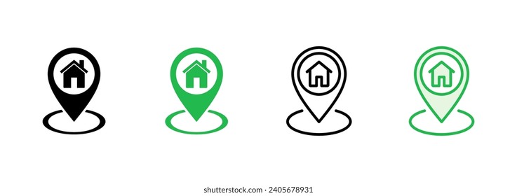 Address icon set. home location icon vector