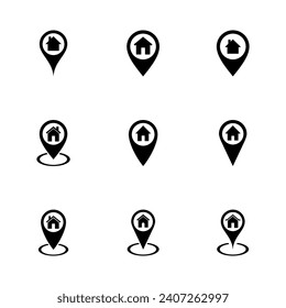 Conjunto de iconos de dirección. vector de icono de ubicación en el hogar