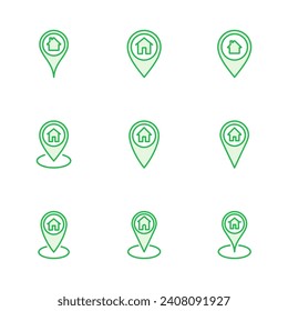Conjunto de iconos de dirección. vector de icono de ubicación en el hogar