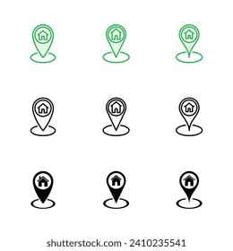 Address icon set. home location icon vector