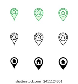 Address icon set. home location icon vector