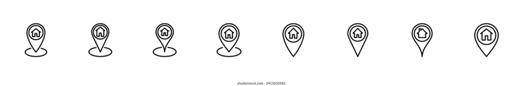Address icon set. home location icon vector