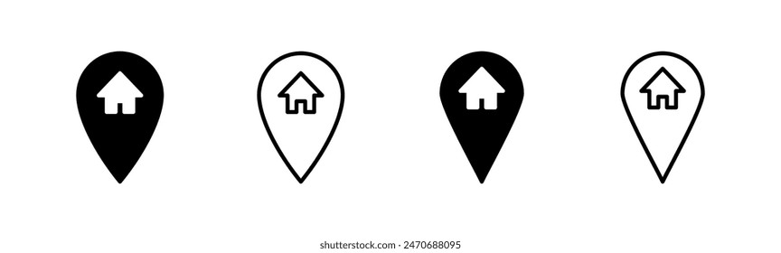 Address icon set. home location icon vector