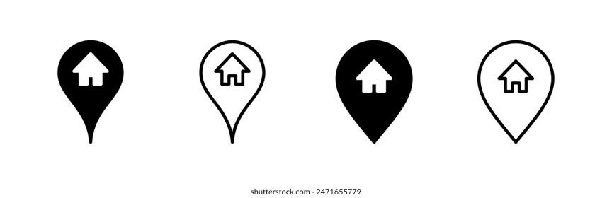 Address icon set. home location icon vector