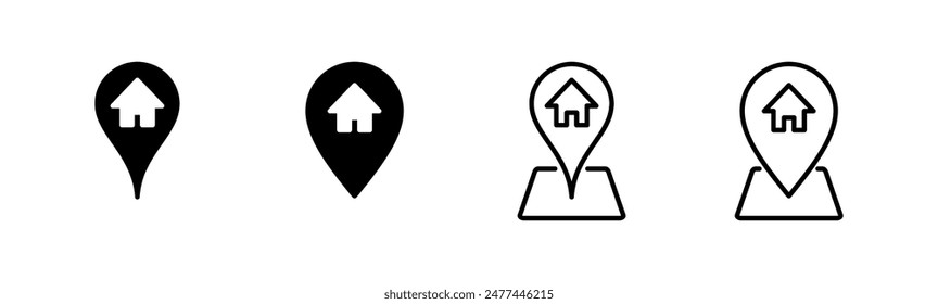 Address icon set. home location icon vector