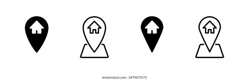 Adresse-SymbolSet. Home-Standort-Symbol Vektorgrafik