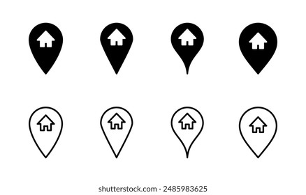 Address icon set. home location icon vector