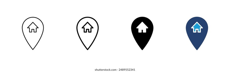 Adresse-SymbolSet. Home-Standort-Symbol Vektorgrafik