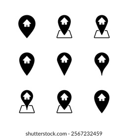Address icon set. home location icon vector