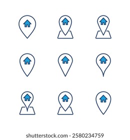 Address icon set. home location icon vector