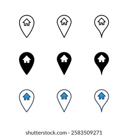 Address icon set. home location icon vector