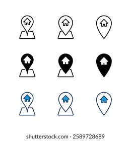 Address icon set. home location icon vector