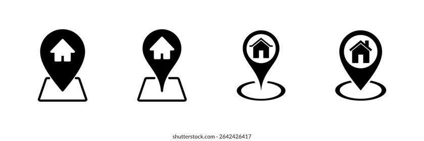 Address icon set. home location icon vector
