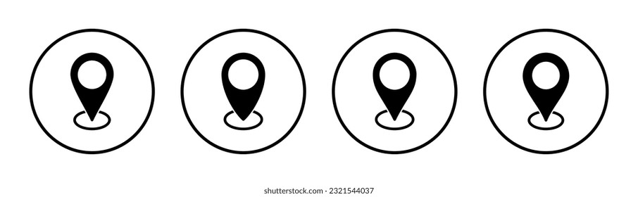 Ilustración del conjunto de iconos de dirección. símbolo y signo de ubicación de inicio. puntería