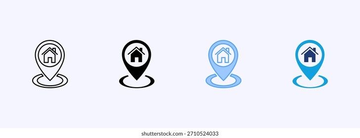 Address Icon Set Multiple Style Collection Element For Design
