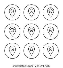 Address icon set vector. home location sign and symbol. pinpoint
