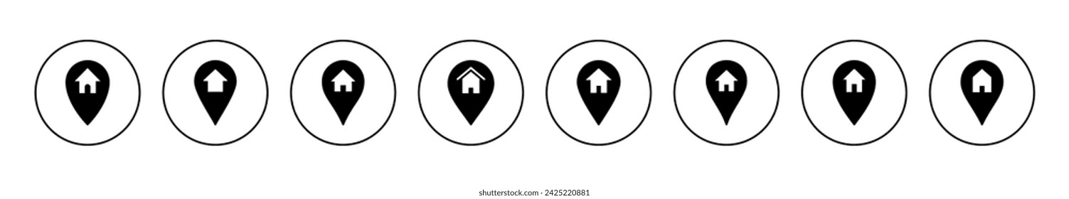 Address icon set vector. home location sign and symbol. pinpoint